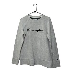 Champion Athleticwear Herringbone Pattern Crewneck Sweatshirt Womens Size M Gray